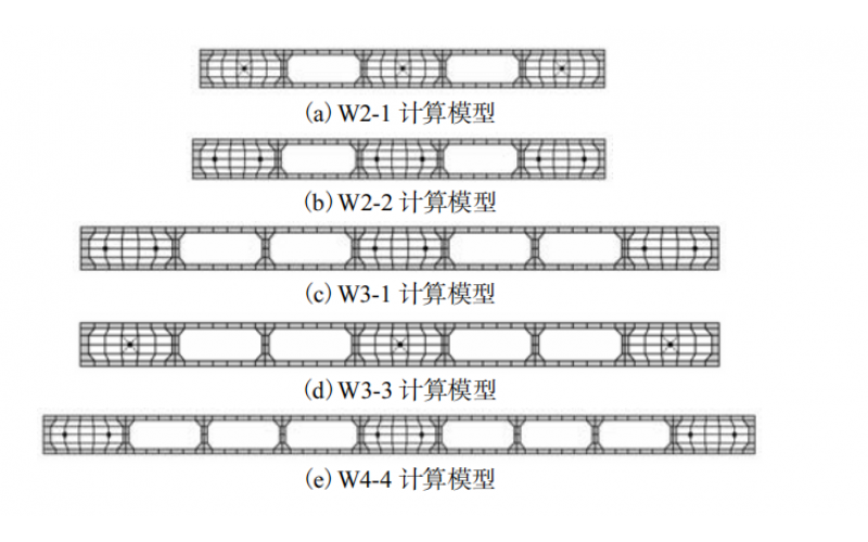 不同间距设置芯柱-纤维石膏速成板组合墙体抗震性能有限元分析